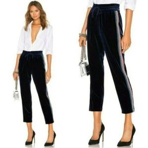 Mother • The Velvet Lounger Ankle Navy Blue Sparkly Pink Silver Side Stripe EUC